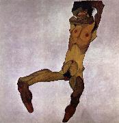 Egon Schiele Seated Male Nude oil
